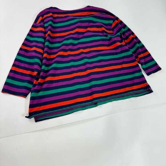 Lands' End Top Womens 2X Purple Striped Long-Sleeve Crew-Neck Drawstring Blouse - Picture 8 of 9